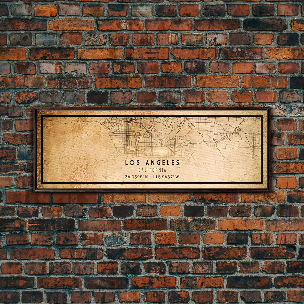 Panoramic Los Angeles Vintage Map Print | Los Angeles Map | California Map Art | City Road Map Poster | Distressed / Retro LA Street Art