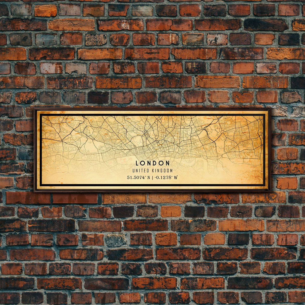 Panoramic London UK map print poster or framed canvas, London map print canvas, London city map print poster canvas, Vintage Travel Art