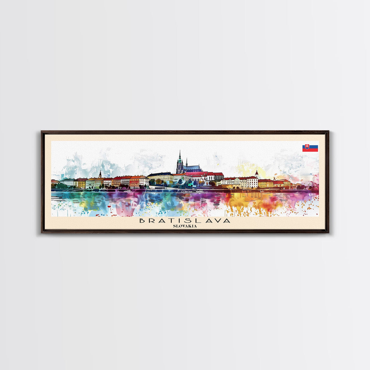 Bratislava Slovakia Wall Art, Panoramic Travel Poster, Panoramic Framed Canvas Print, City Wall Art, Wall Hanging Home Decor, Travel Art