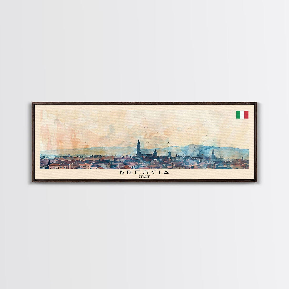 Brescia Italy Travel Print Wall Art, Panoramic City Art, Travel Art, Wall Decor, Vacation Gift, Framed Canvas Print Or Metal Art