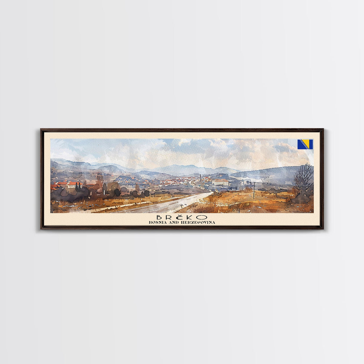 Brčko Bosnia Wall Art, Panoramic Travel Poster, Panoramic Framed Canvas Print, City Wall Art, Wall Hanging Home Decor, Travel Art