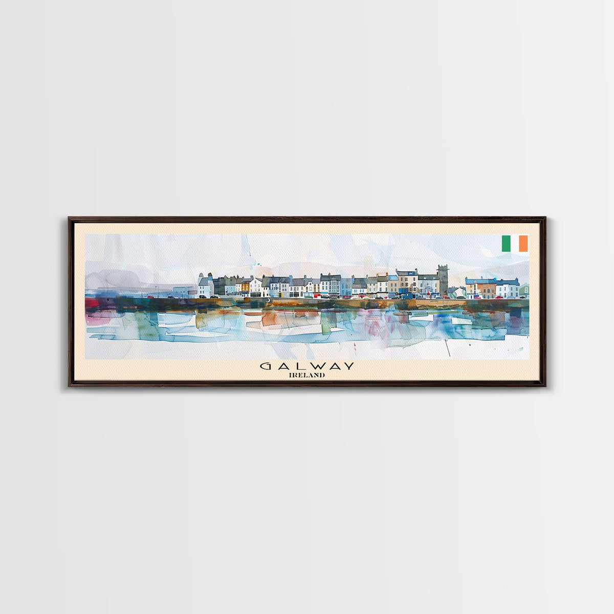Galway Ireland Panoramic Travel Poster, Framed Canvas Print or Metal Wall Art, Travel Art, Home Decor, Panoramic Painting, Midcentury Art