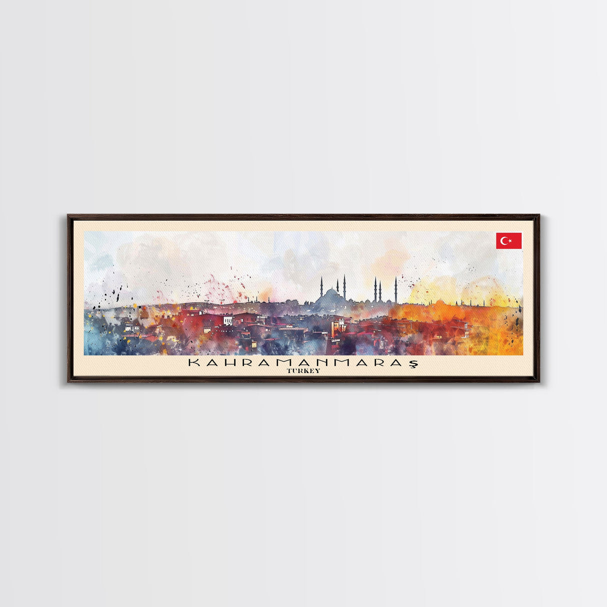 Kahramanmaras Turkey Panoramic Travel Poster, Framed Canvas Print or Metal Wall Art, Travel Art, Home Decor, Panoramic Painting, Midcentury Art