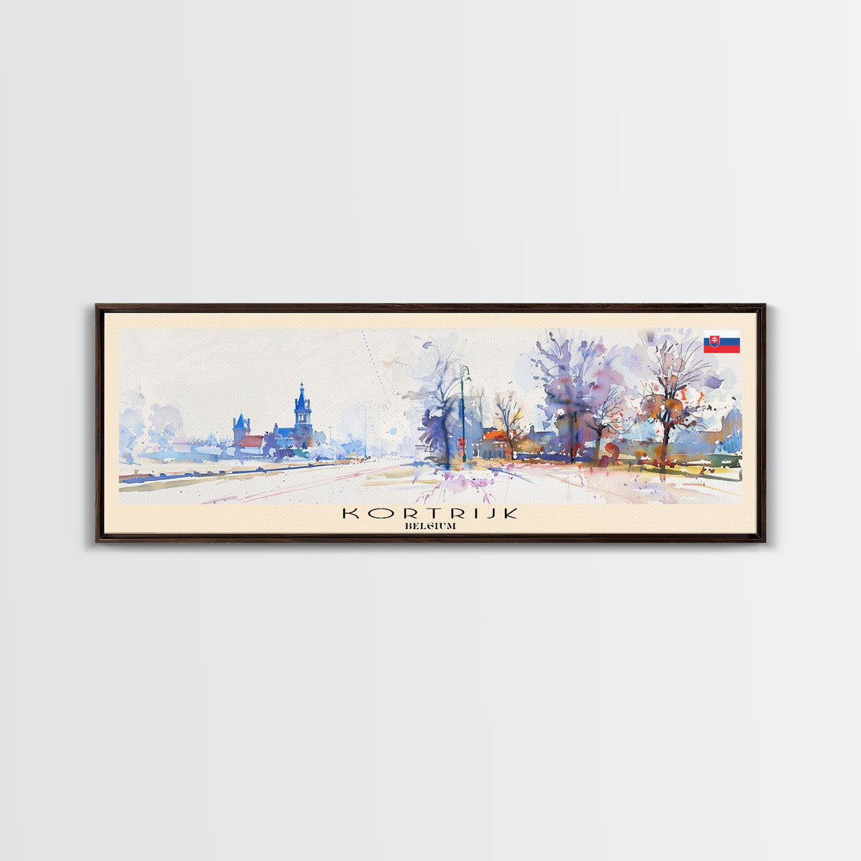 Kortrijk Belgium Travel Print Wall Art, Panoramic City Art, Travel Art, Wall Decor, Vacation Gift, Framed Canvas Print Or Metal Art
