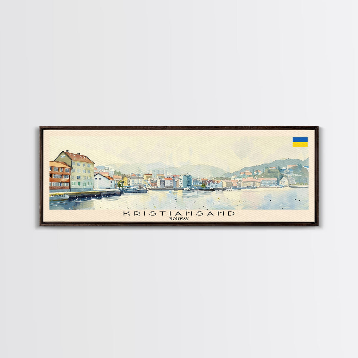 Kristiansand Norway Wall Art, Panoramic Travel Poster, Panoramic Framed Canvas Print, City Wall Art, Wall Hanging Home Decor, Travel Art