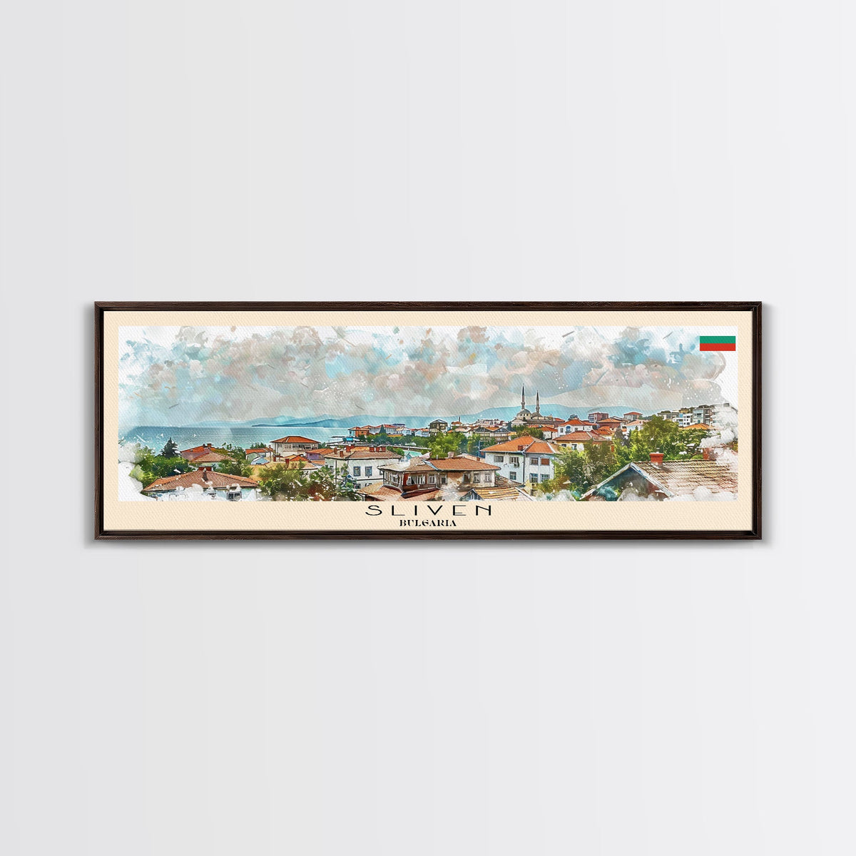 Sliven Bulgaria Wall Art, Panoramic Travel Poster, Panoramic Framed Canvas Print, City Wall Art, Wall Hanging Home Decor, Travel Art