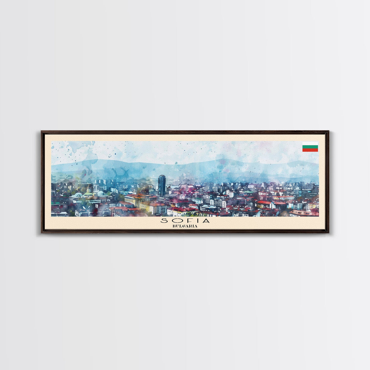 Sofia Bulgaria Wall Art, Panoramic Travel Poster, Panoramic Framed Canvas Print, City Wall Art, Wall Hanging Home Decor, Travel Art
