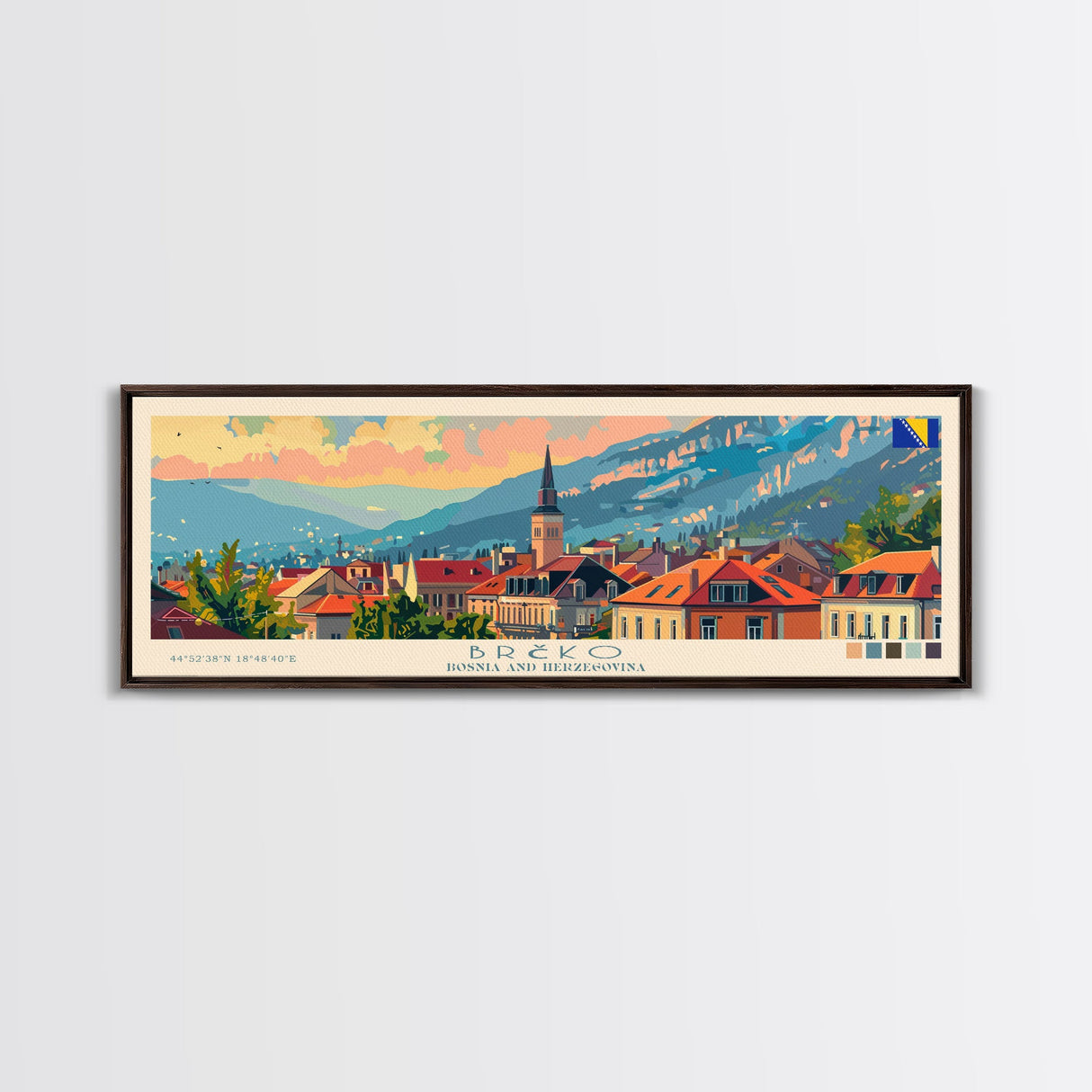 Brčko Bosnia Wall Art, Panoramic Travel Poster, Panoramic Framed Canvas Print, City Wall Art, Wall Hanging Home Decor, Travel Art