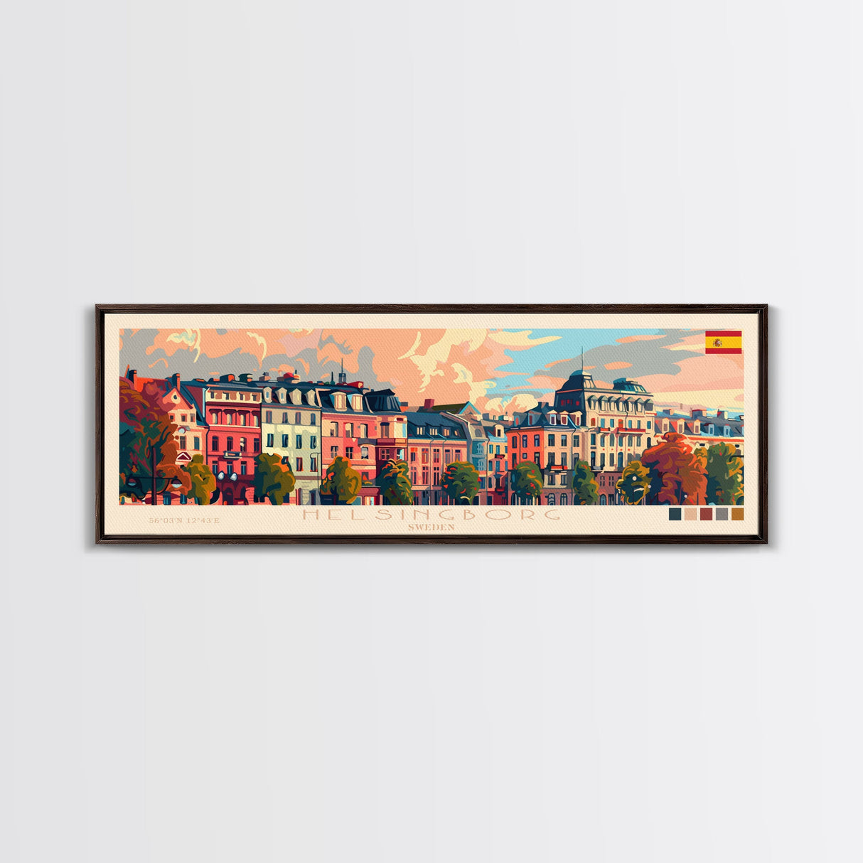 Helsingborg Sweden Travel Print Wall Art, Panoramic City Art, Travel Art, Wall Decor, Vacation Gift, Framed Canvas Print Or Metal Art