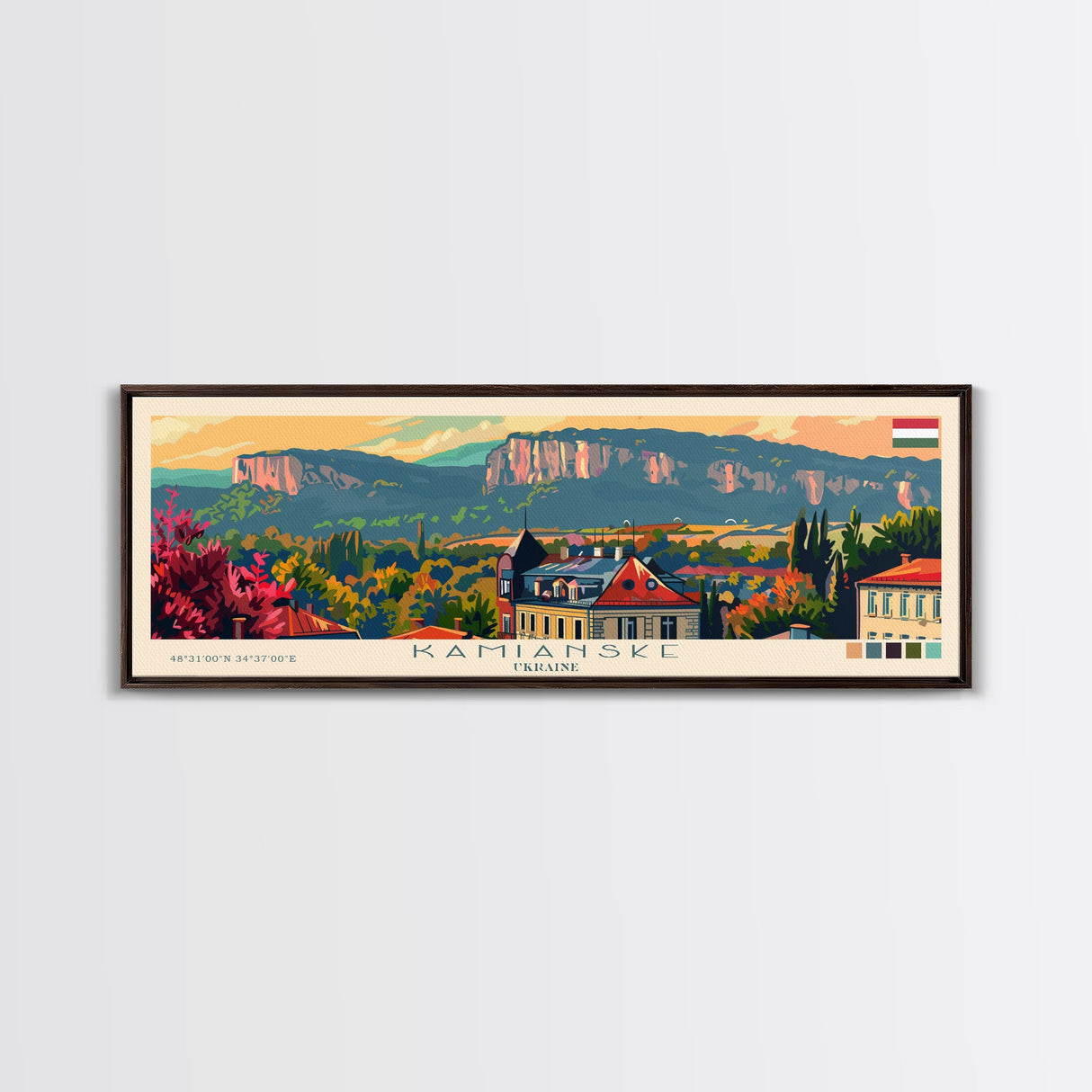 Kamianske Ukraine Wall Art, Panoramic Travel Poster, Panoramic Framed Canvas Print, City Wall Art, Wall Hanging Home Decor, Travel Art