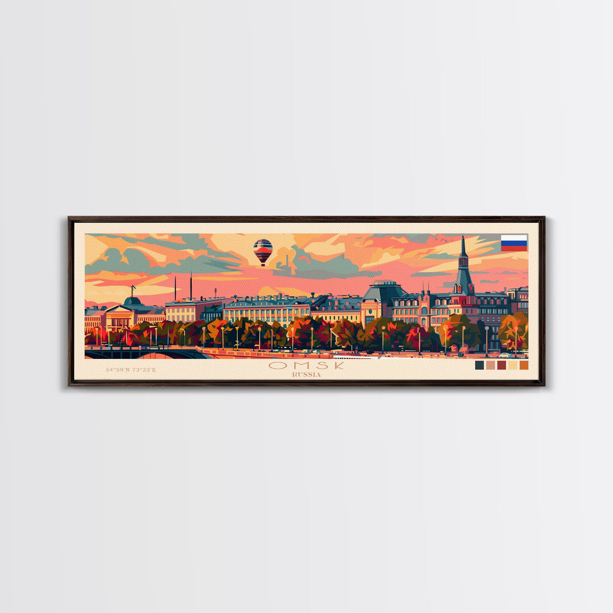 Omsk Russia Wall Art, Panoramic Travel Poster, Panoramic Framed Canvas Print, City Wall Art, Wall Hanging Home Decor, Travel Art