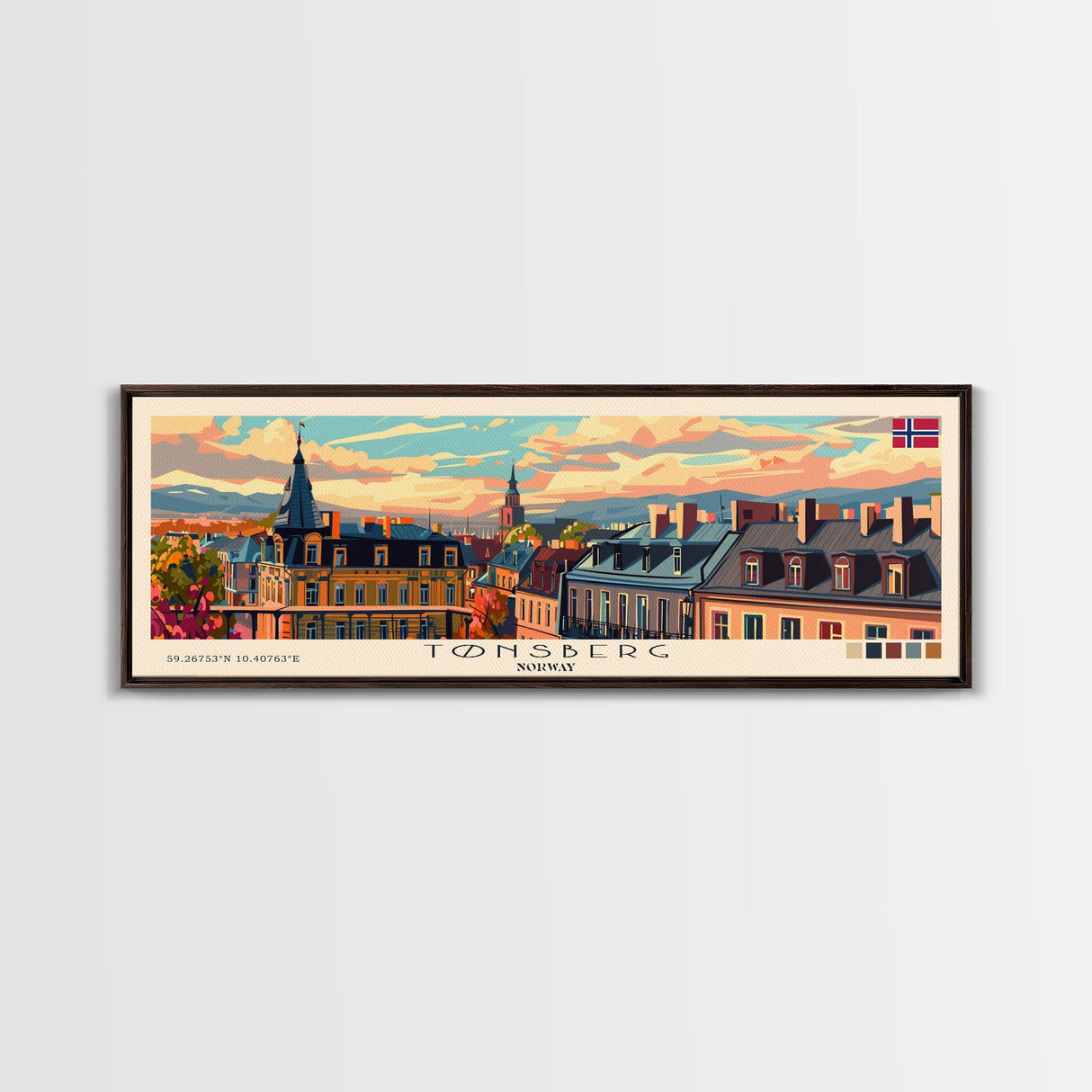 Tønsberg Norway Travel Print Wall Art, Panoramic City Art, Travel Art, Wall Decor, Vacation Gift, Framed Canvas Print Or Metal Art