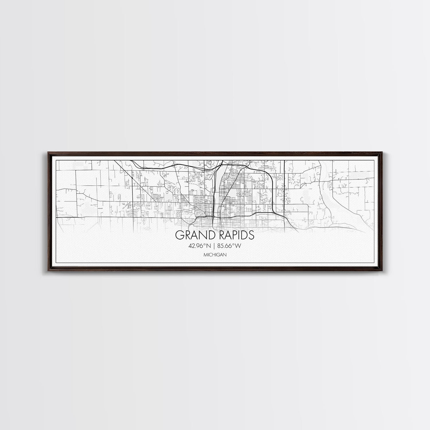 Panoramic Grand Rapids City Map, Michigan Art, Map Print, Minimalist Wall Art, Canvas Art, Housewarming Gift, Street Map Art, Closing Gift