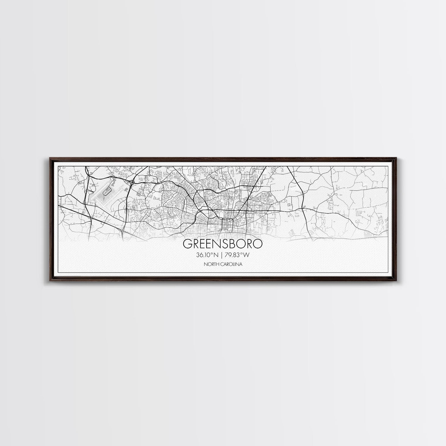 Panoramic Greensboro City Map, North Carolina Art, Map Print, Minimalist Wall Art, Canvas Art, Housewarming Gift, Street Map, Closing Gift