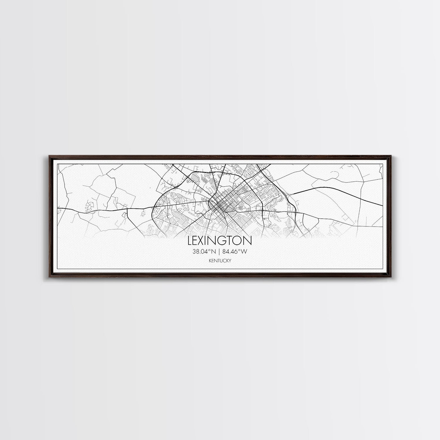 Panoramic Lexington City Map, Kentucky Art, Map Print, Minimalist Wall Art, Canvas Art, Housewarming Gift, Street Map Art, Closing Gift