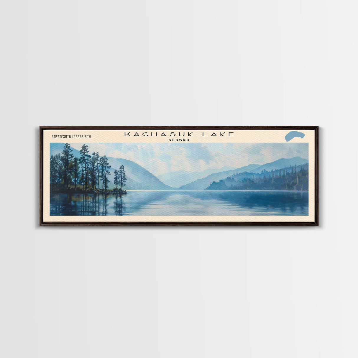 Kaghasuk Lake Framed Canvas Print, Panoramic Lake House Decor, Wall Art, Travel Poster, Stunning Lake Painting, Nature Art