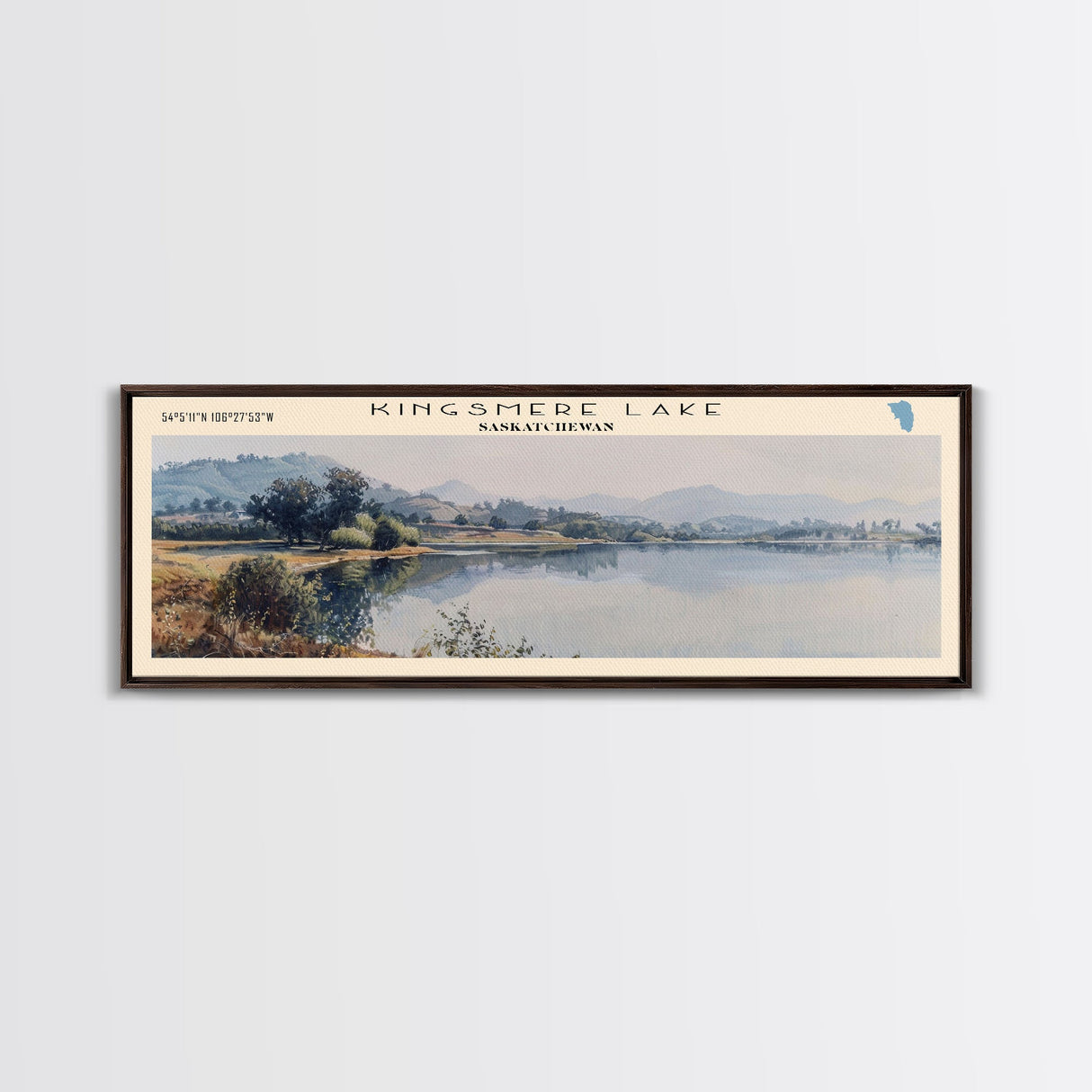 Kingsmere Lake Framed Canvas Print, Lake House Art, Panoramic Wall Art, Travel Poster, Beautiful Lake Painting, Home Decor