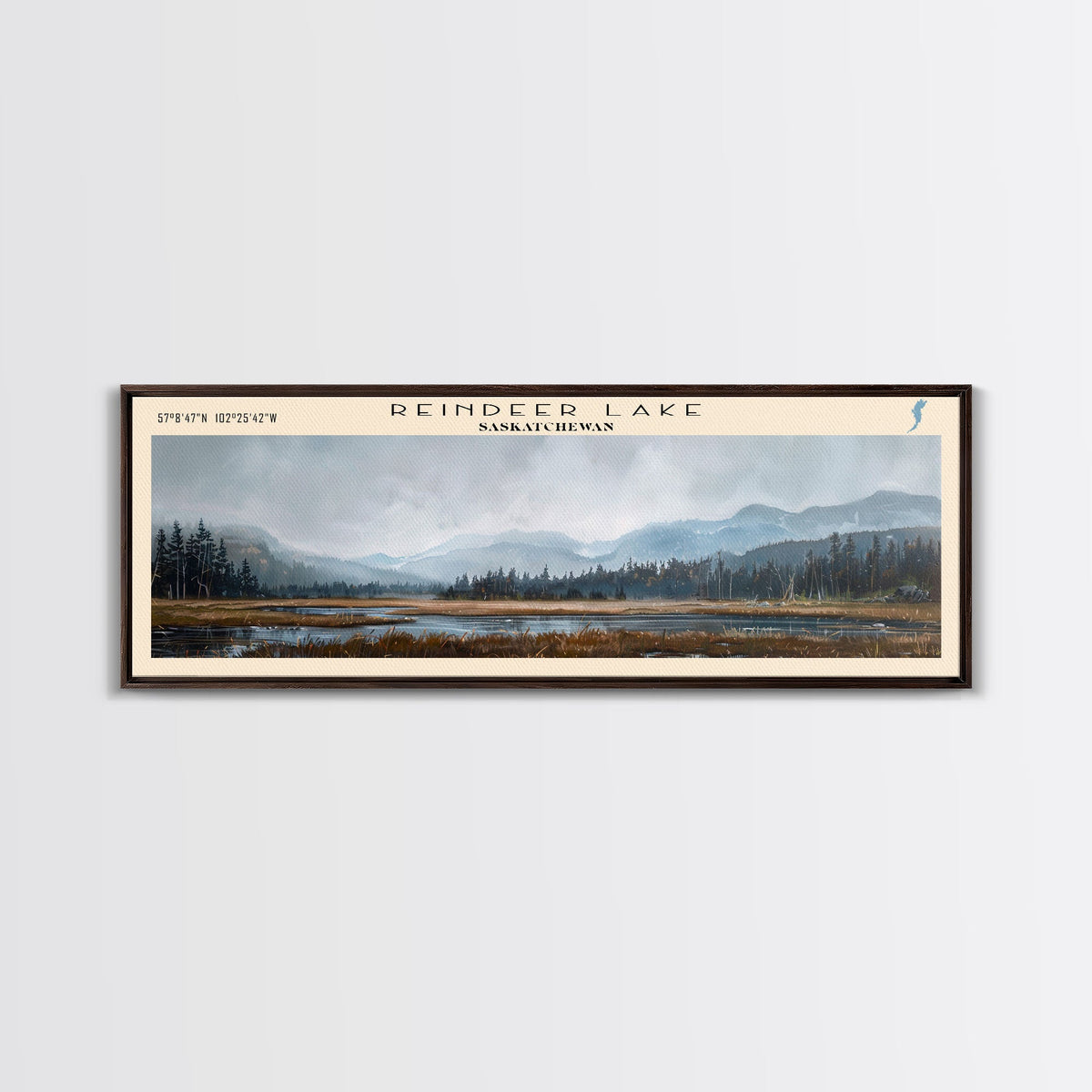 Sebago Lake Framed Canvas Print, Lake House Decor, Panoramic Wall Art, Travel Poster, Scenic Lake Scene, Living Room Decor