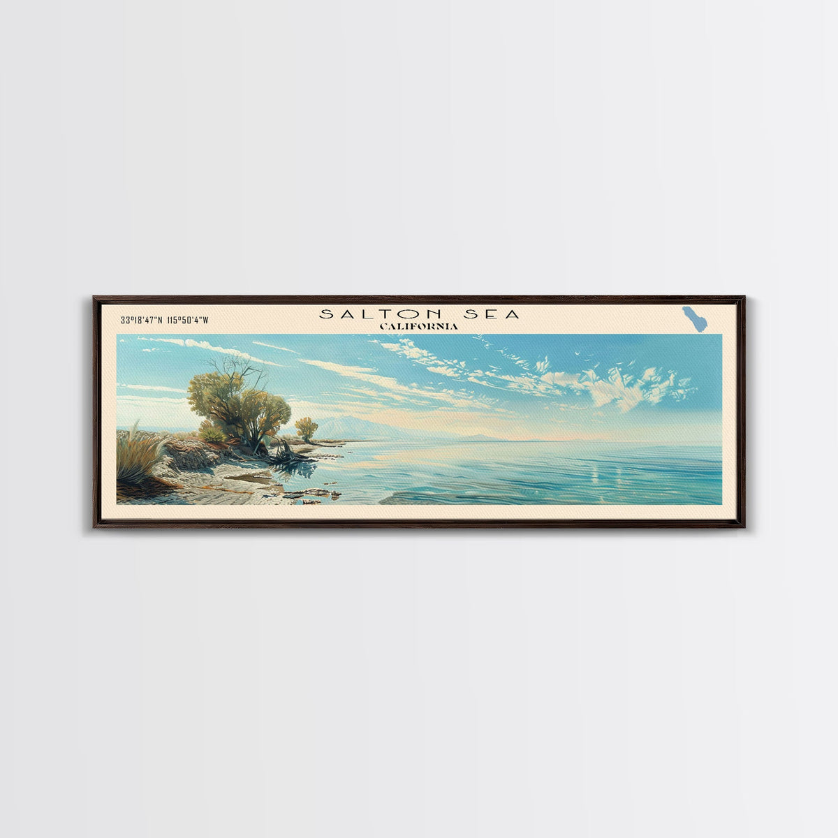 Silver Lake California Panoramic Framed Canvas Print, Lake House Decor, Wall Art, Travel Poster, Beautiful Lake Scene, Bedroom Decor