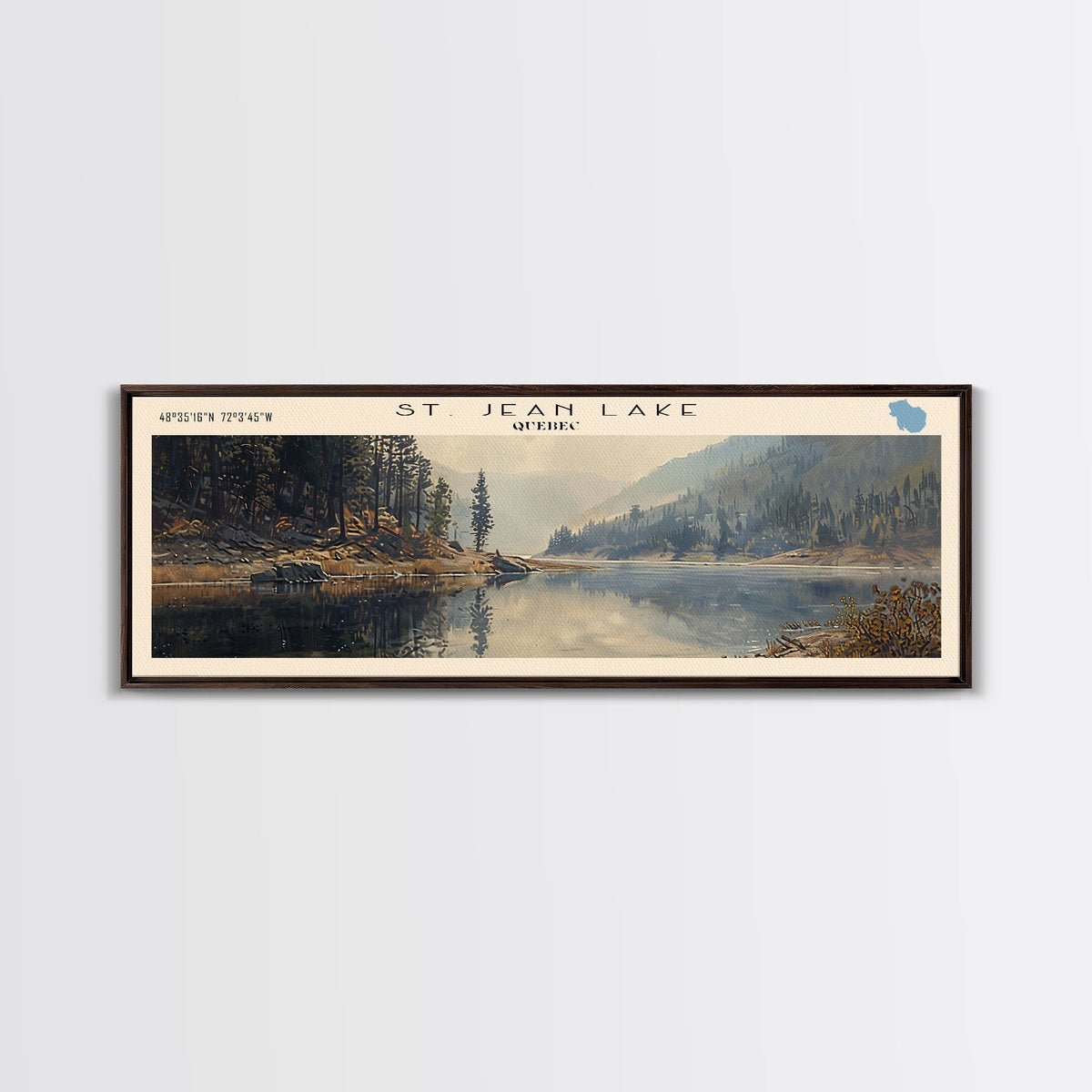 Takslesluk Lake Panoramic Wall Art, Framed Canvas Print, Lake House Decor, Travel Poster, Serene Lake Scene, Living Room Decor