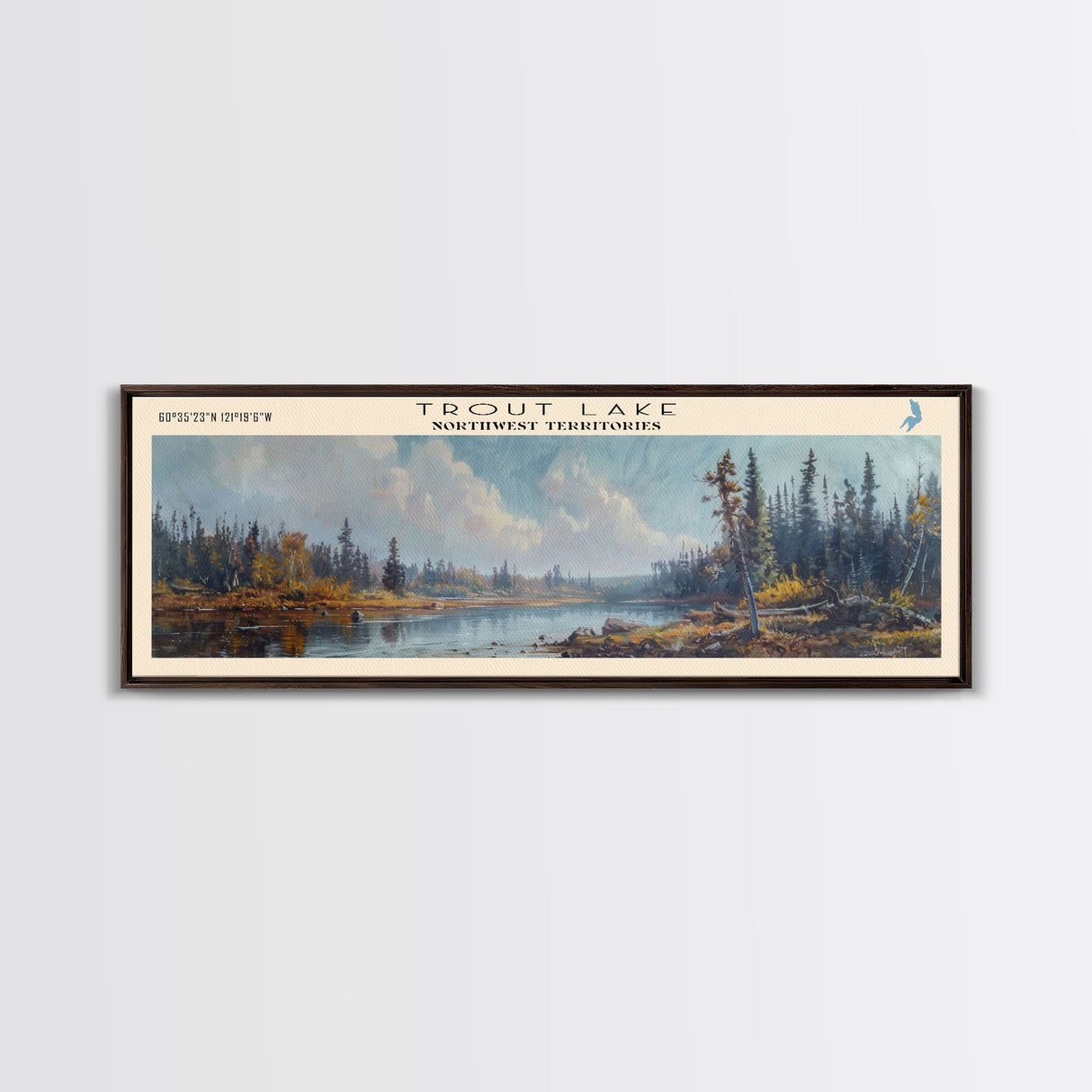 Trout Lake Canada Northwest Territories Panoramic Wall Art, Framed Canvas Print, Lake House Decor, Travel Poster, Beautiful Lake Scene, Home Decor