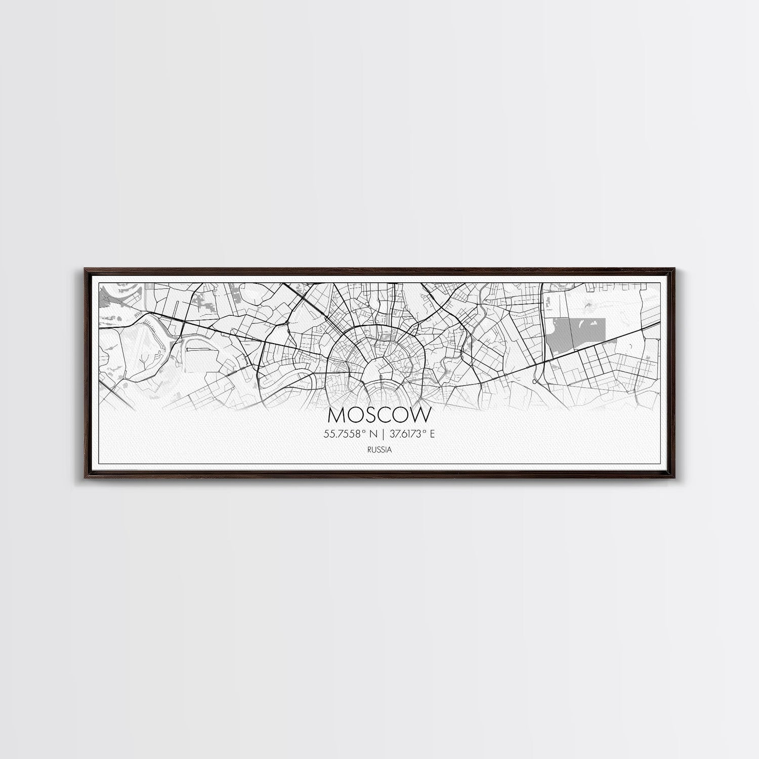 Panoramic Moscow City Map, Russia Art, Map Print, Minimalist Wall Art, Canvas Art, Housewarming Gift, Street Map Art, Closing Gift