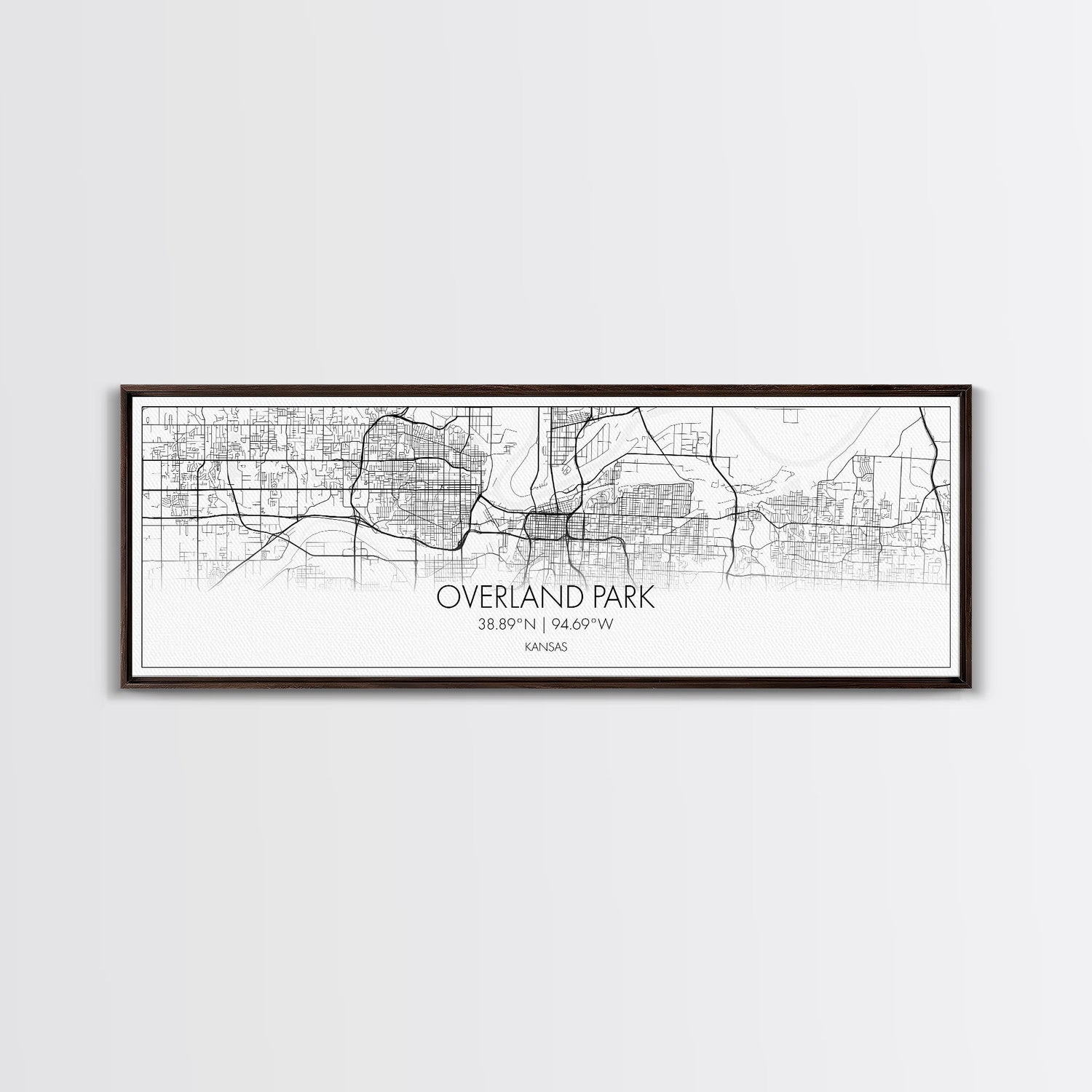 Panoramic Overland Park City Map, Kansas Art, Map Print, Minimalist Wall Art, Canvas Art, Housewarming Gift, Street Map Art, Closing Gift