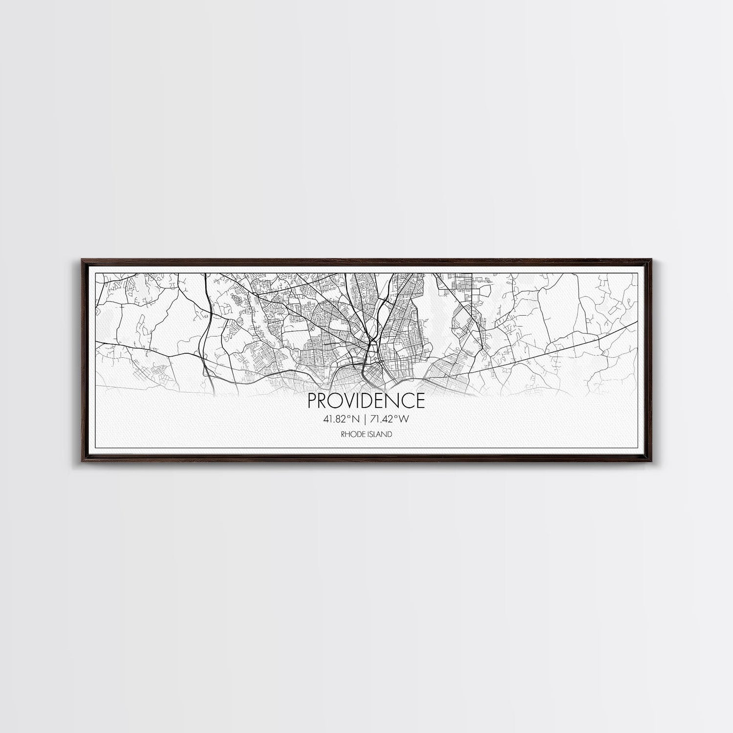 Panoramic Providence City Map, Rhode Island Art, Map Print, Minimalist Wall Art, Canvas Art, Housewarming Gift, Street Map Art, Closing Gift
