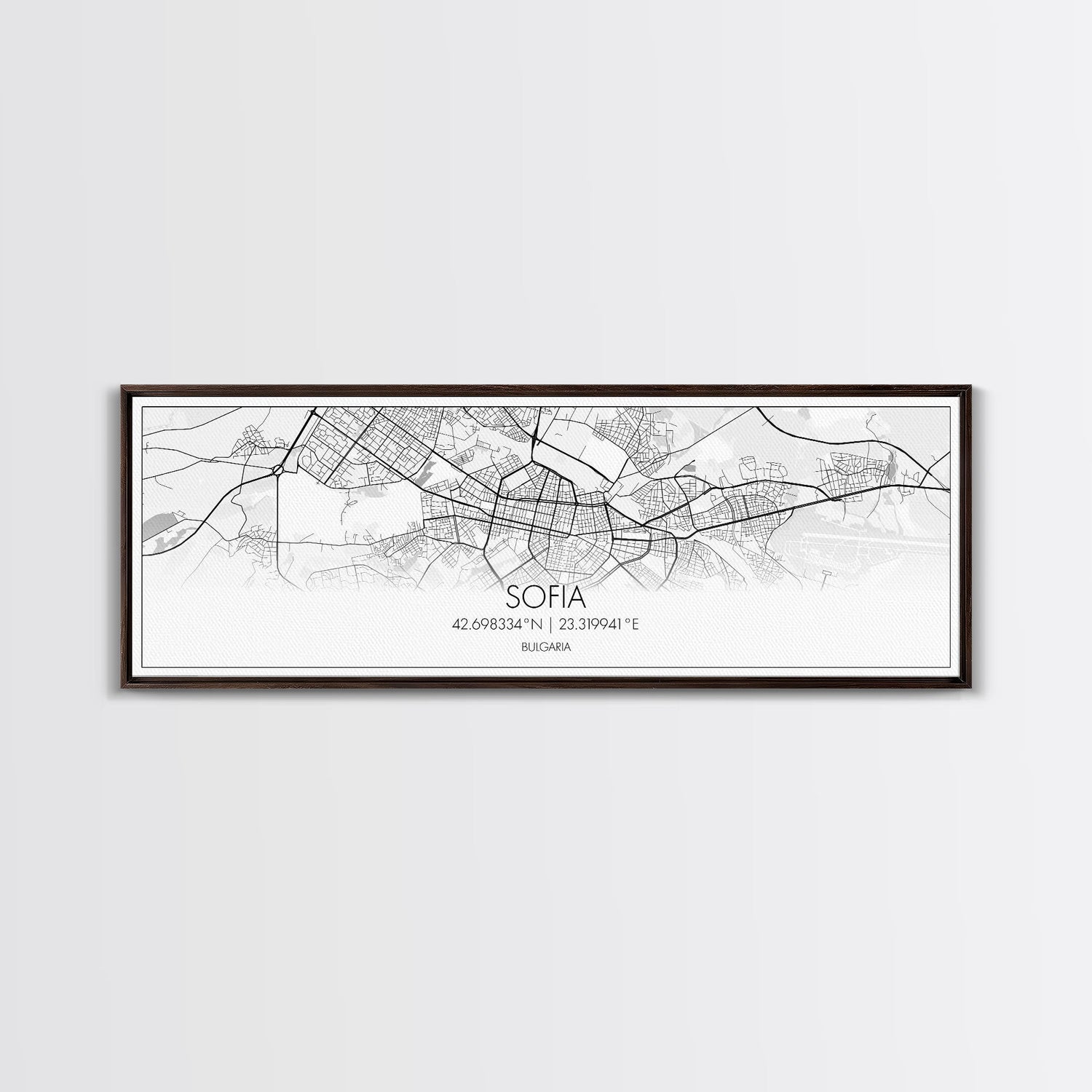 Panoramic Sofia City Map, Bulgaria Art, Map Print, Minimalist Wall Art, Canvas Art, Housewarming Gift, Street Map Art, Closing Gift