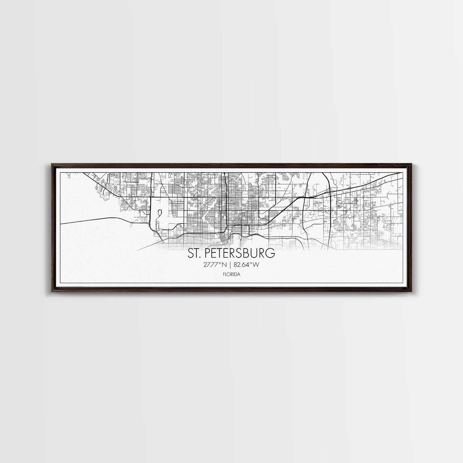 Panoramic St Petersburg City Map, Florida Art, Map Print, Minimalist Wall Art, Canvas Art, Housewarming Gift, Street Map Art, Closing Gift