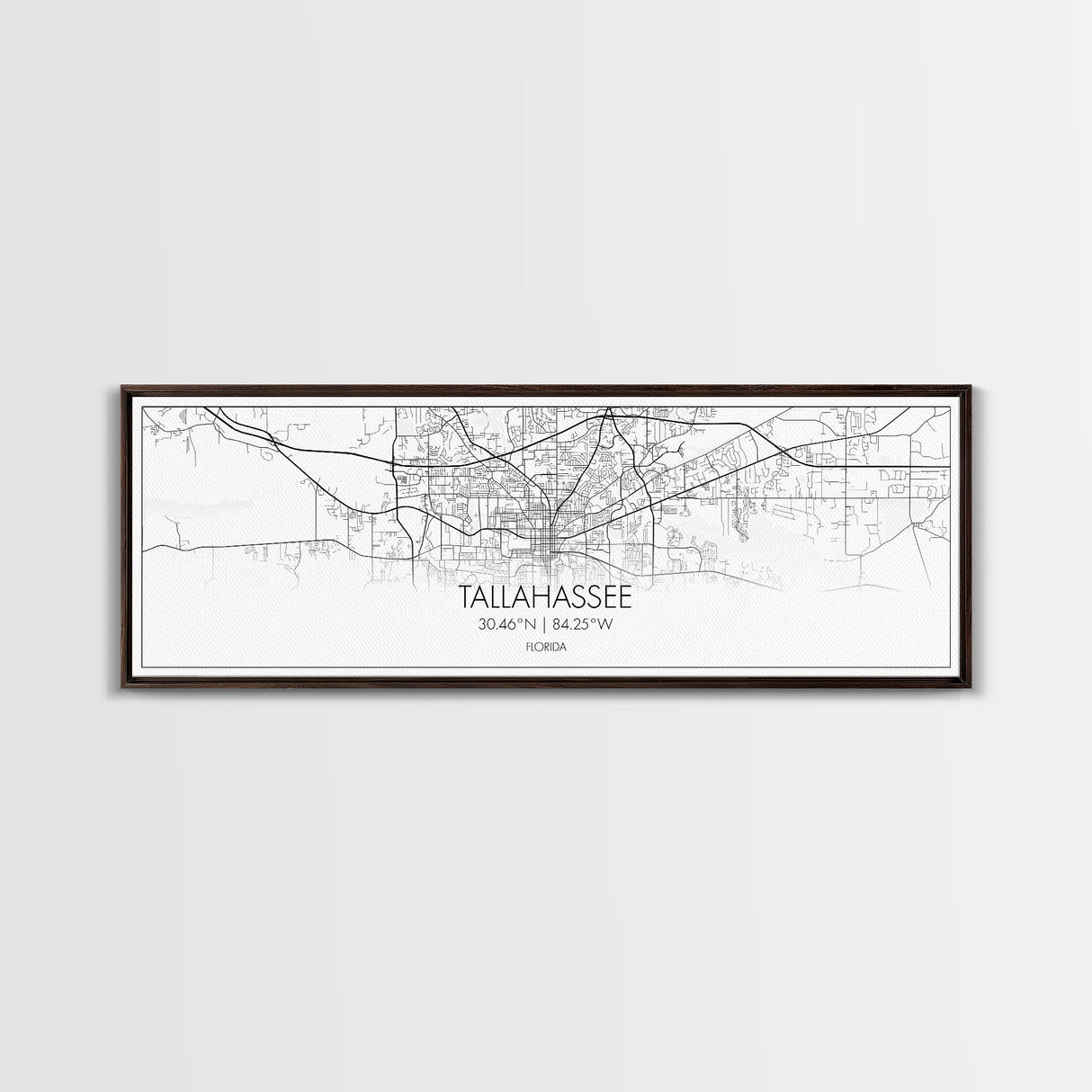 Panoramic Tallahassee City Map, Florida Art, Map Print, Minimalist Wall Art, Canvas Art, Housewarming Gift, Street Map Art, Closing Gift
