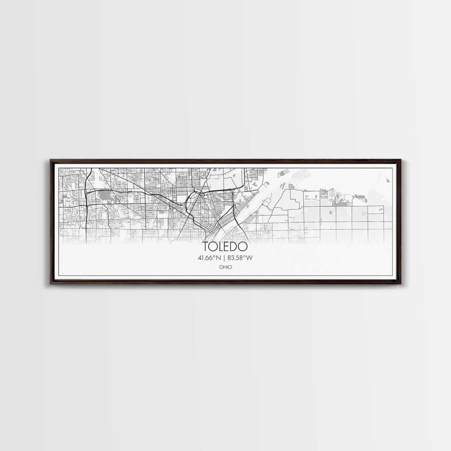Panoramic Toledo City Map, Ohio Art, Map Print, Minimalist Wall Art, Canvas Art, Housewarming Gift, Street Map Art, Closing Gift