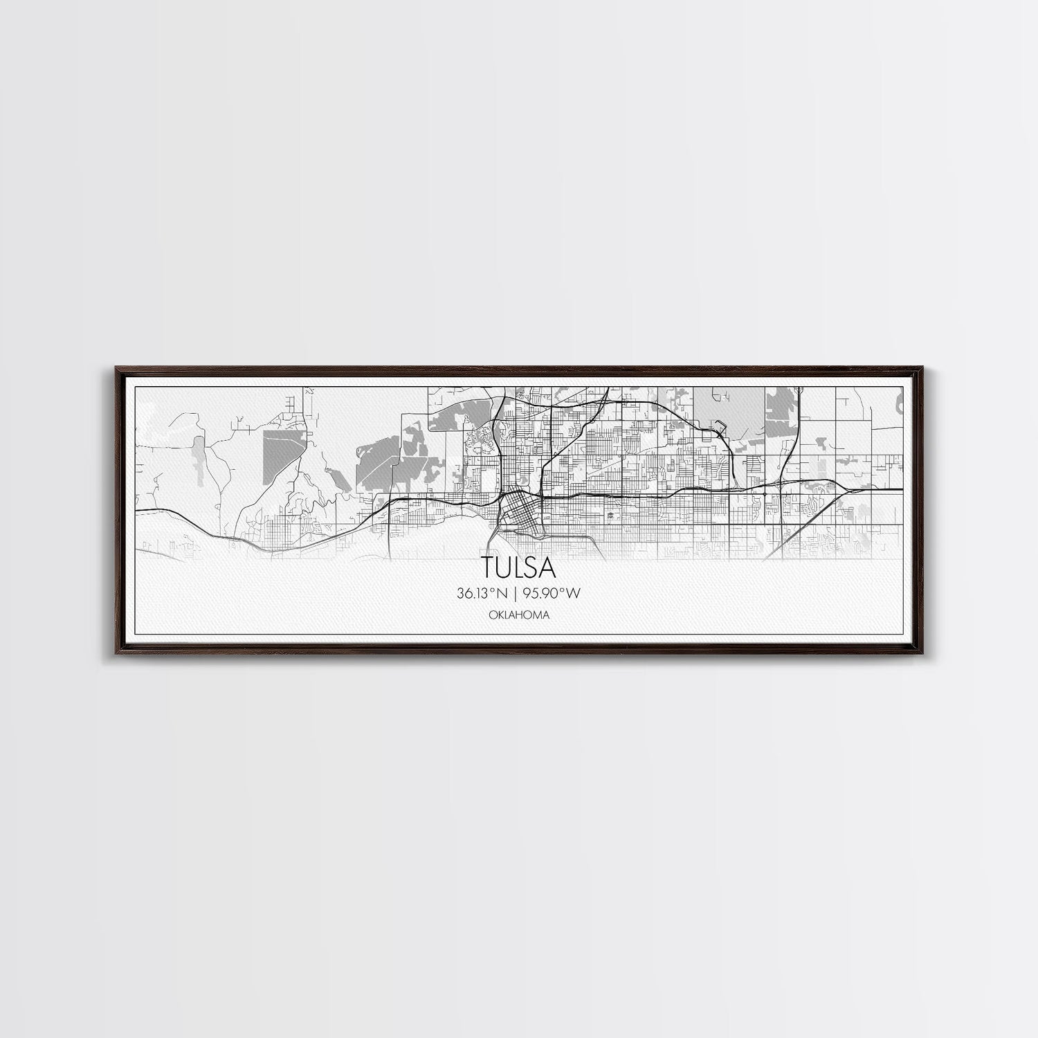 Panoramic Tulsa City Map, Oklahoma Art, Map Print, Minimalist Wall Art, Canvas Art, Housewarming Gift, Street Map Art, Closing Gift