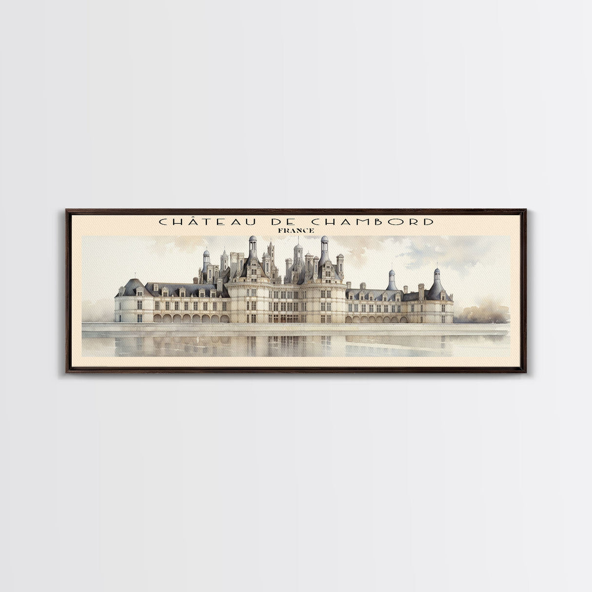 Château de Chambord Travel Poster Print, Framed Canvas Print, COUNTRY Travel Art, Wood Framed Art, Wall Hanging, Home Decor
