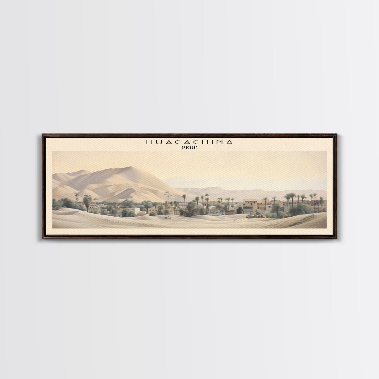 Huacachina Travel Poster Print, Framed Canvas Print, COUNTRY Travel Art, Wood Framed Art, Wall Hanging, Home Decor