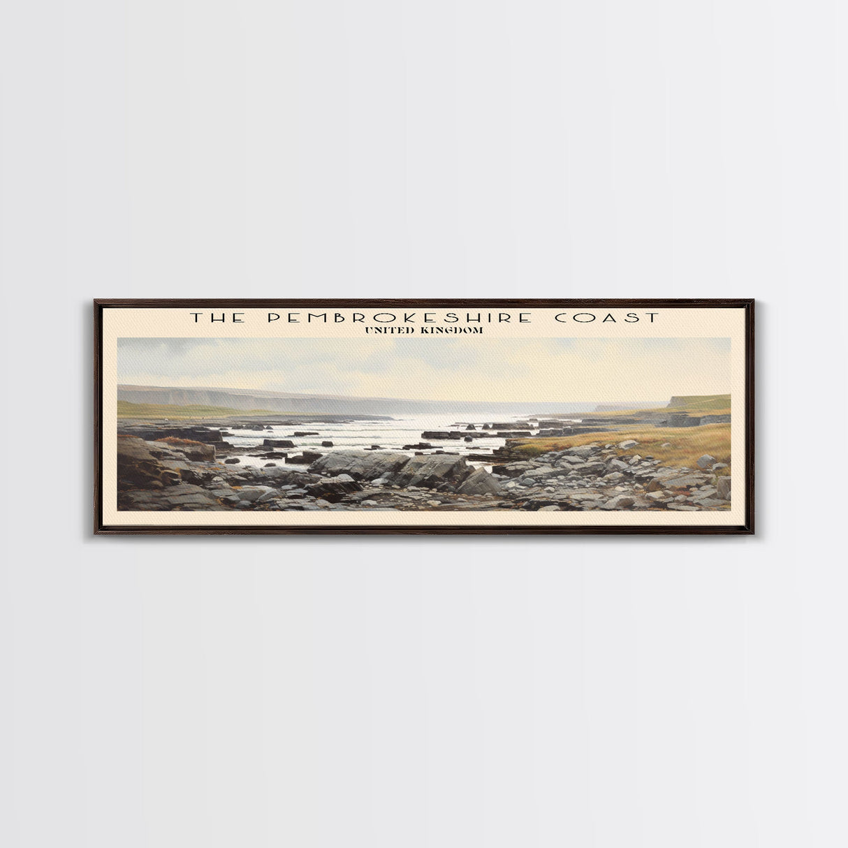 The Pembrokeshire Coast Travel Poster Print, Framed Canvas Print, COUNTRY Travel Art, Wood Framed Art, Wall Hanging, Home Decor