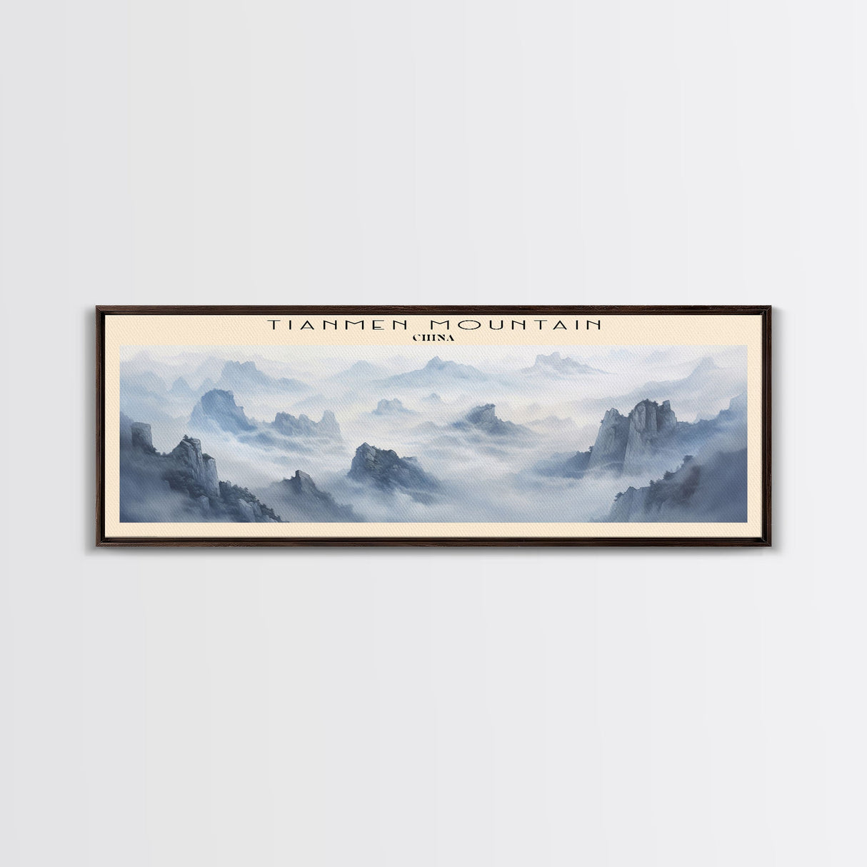 Tianmen Mountain Travel Poster Print, Framed Canvas Print, COUNTRY Travel Art, Wood Framed Art, Wall Hanging, Home Decor