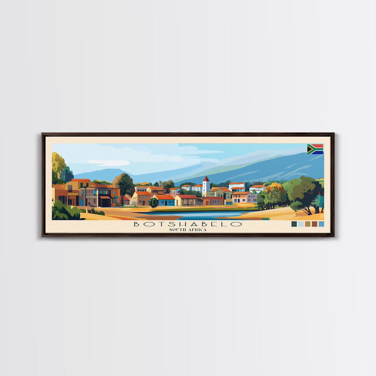 Botshabelo, South Africa Travel Poster Panoramic Canvas Print, Botshabelo, South Africa Painting, South Africa Art, Botshabelo Travel Art, Guest Room Painting
