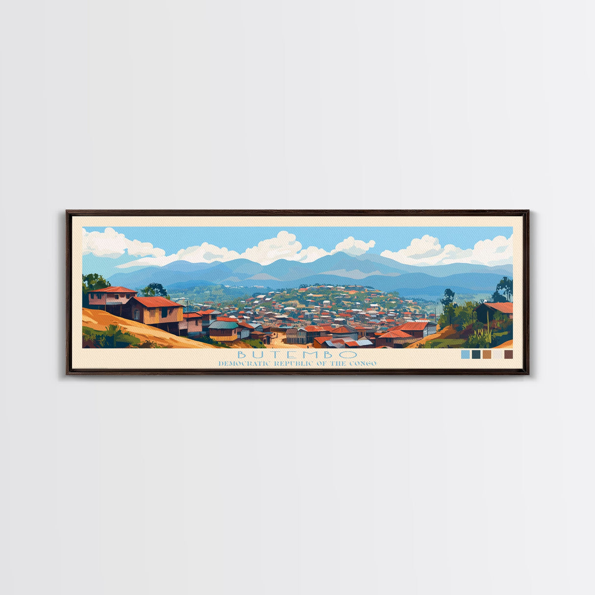 Butembo, Congo Panoramic Travel Poster Canvas Print, Butembo, Congo Painting, Congo Art, Butembo Panoramic Travel Art, Travel Painting