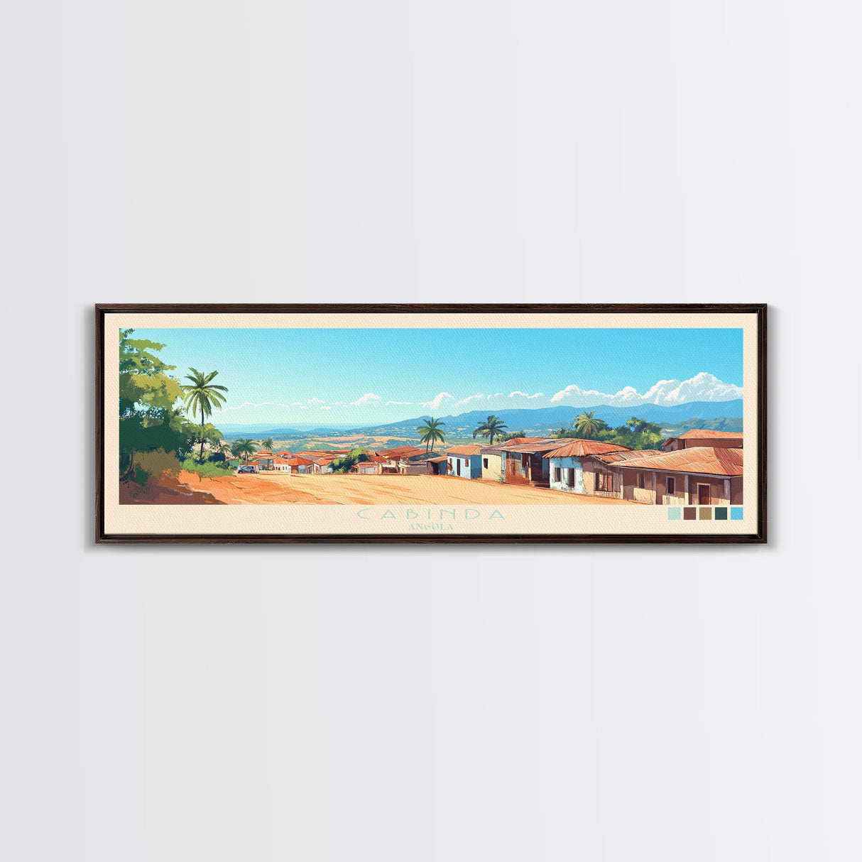 Cabinda, Angola Panoramic Travel Poster Canvas Print, Cabinda, Angola Painting, Angola Art, Cabinda Travel Art, Guest Room Painting