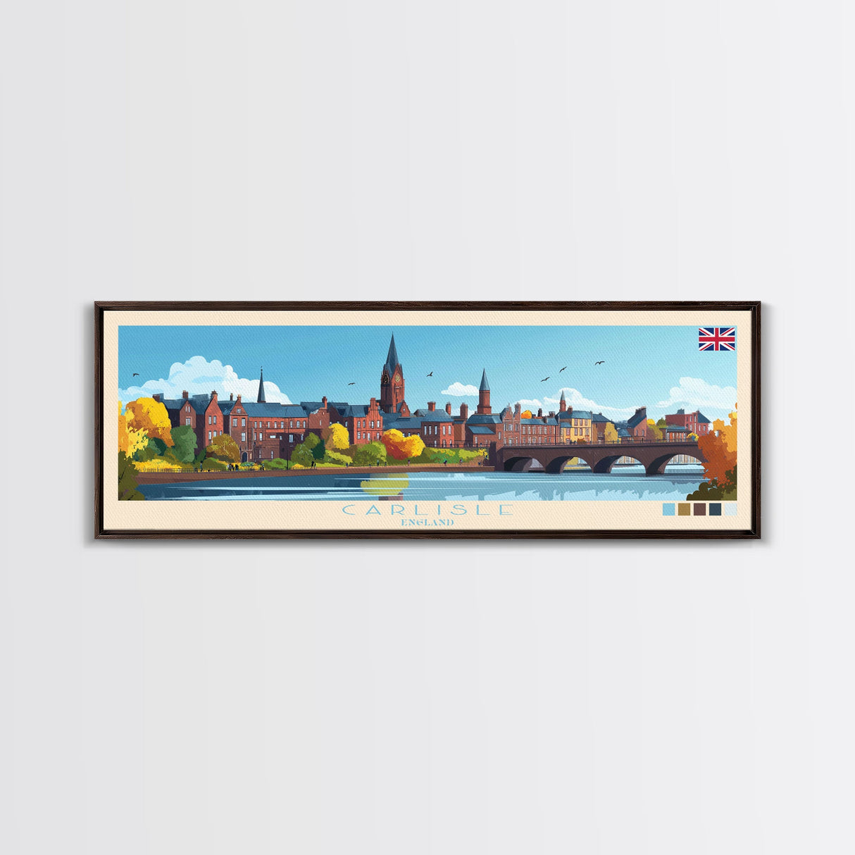 Carlisle, England Travel Poster Panoramic Canvas Print, Carlisle, England Painting, England Art, Carlisle Travel Art, Guest Room Painting
