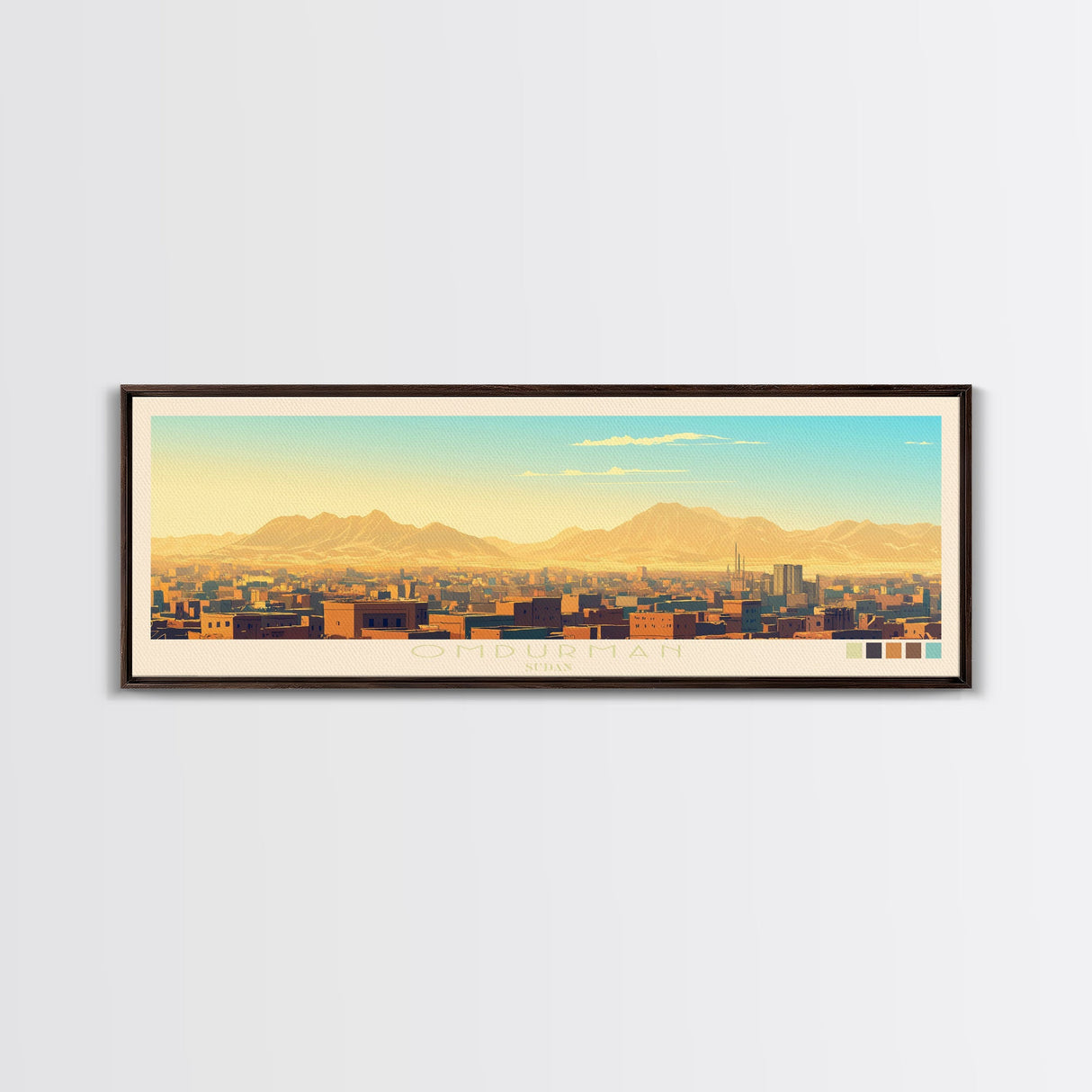 Omdurman, Sudan Panoramic Travel Poster Canvas Print, Omdurman, Sudan Painting, Sudan Art, Omdurman Travel Art, Guest Room Painting