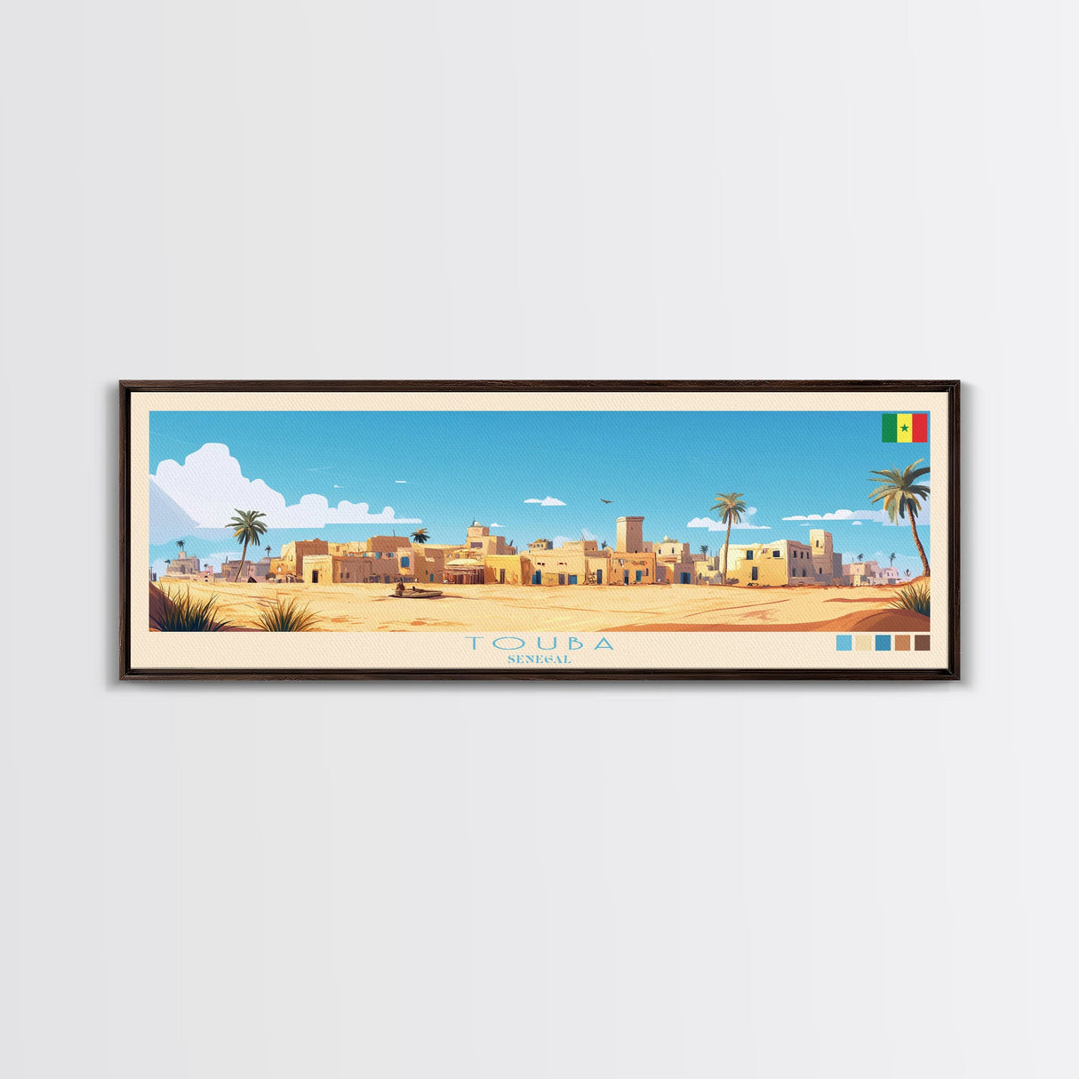 Touba, Senegal Travel Poster Panoramic Canvas Print, Touba, Senegal Painting, Senegal Art, Touba Travel Art, Guest Room Painting
