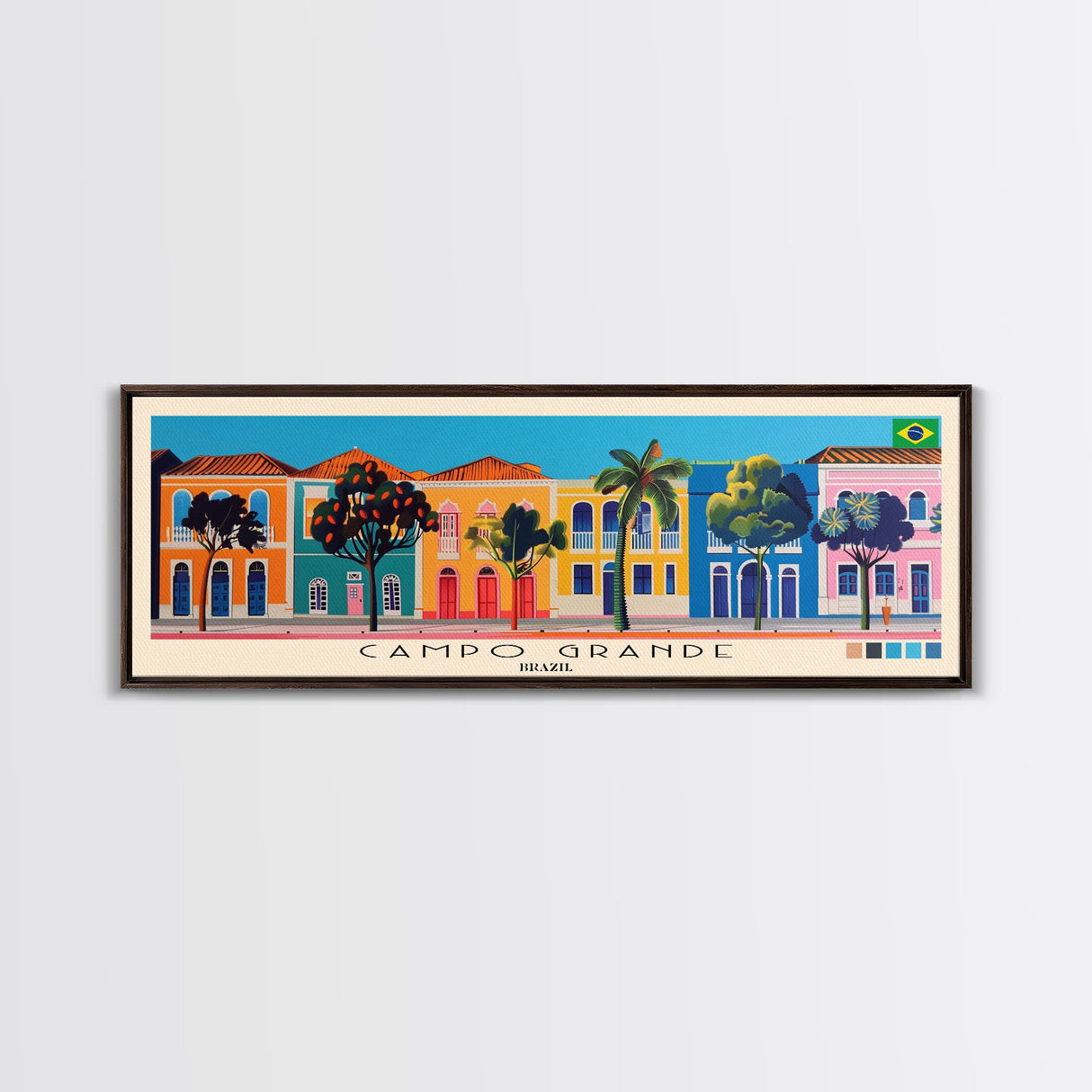 Campo Grande, Brazil Panoramic Canvas Print, Campo Grande, Brazil Painting, Brazil Art, Campo Grande Travel Poster, Travel Art, Guest Room Painting