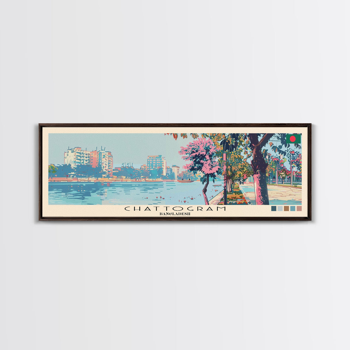 Chattogram, Bangladesh Panoramic Canvas Print, Chattogram, Bangladesh Painting, Bangladesh Art, Chattogram Travel Poster, Travel Art, Guest Room Painting