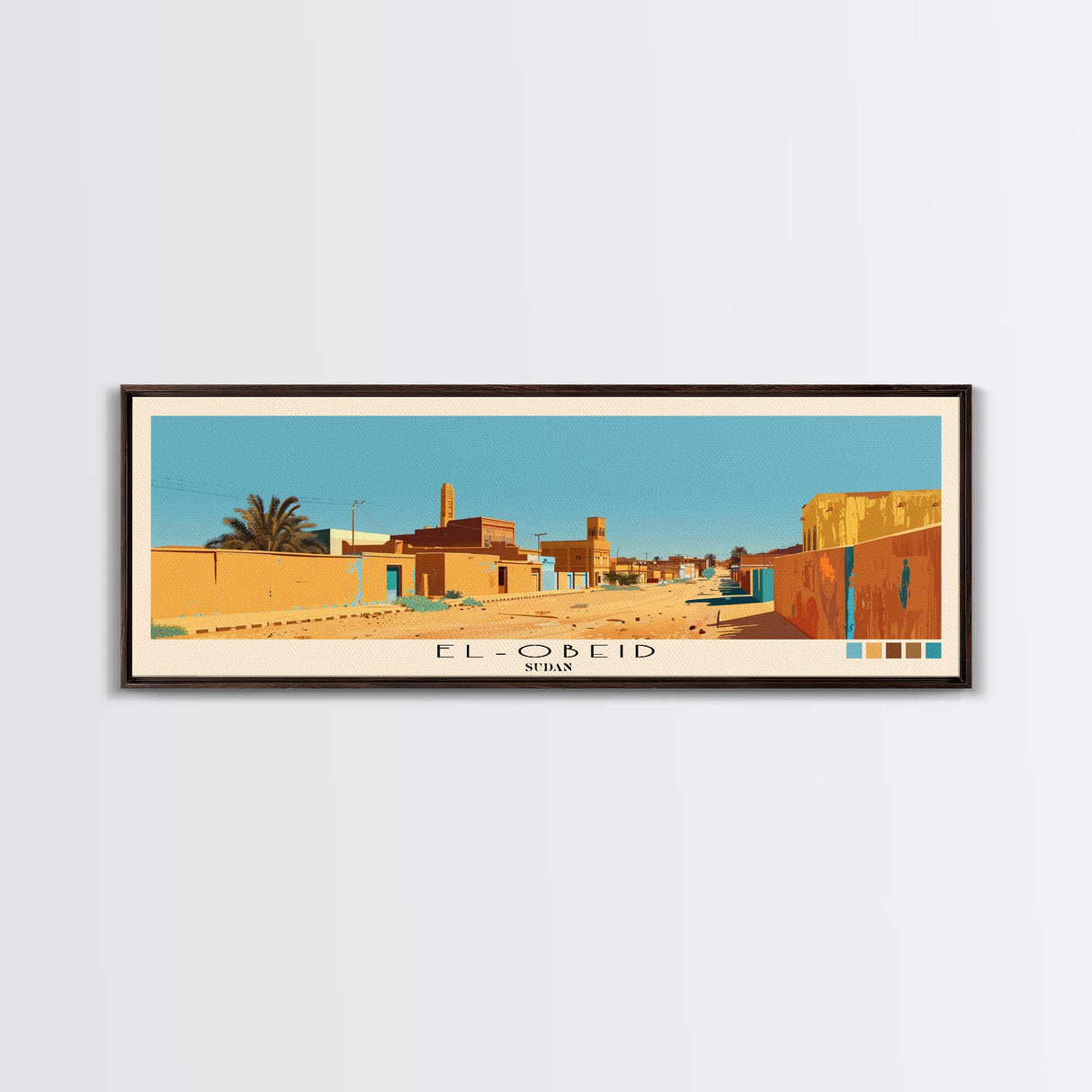 El-Obeid, Sudan Panoramic Canvas Print, El-Obeid, Sudan Painting, Sudan Art, El-Obeid Travel Poster, Travel Art, Vacation Gift
