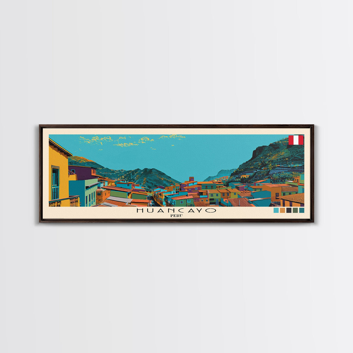 Huancayo, Peru Panoramic Canvas Print, Huancayo, Peru Painting, Peru Art, Huancayo Travel Poster, Travel Art, Living Room Painting
