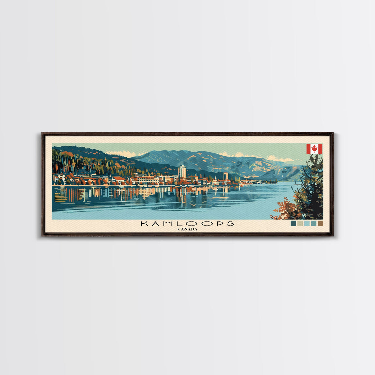 Kamloops, Canada Panoramic Canvas Print, Kamloops, Canada Painting, Canada Art, Kamloops Travel Poster, Travel Art, Vacation Gift