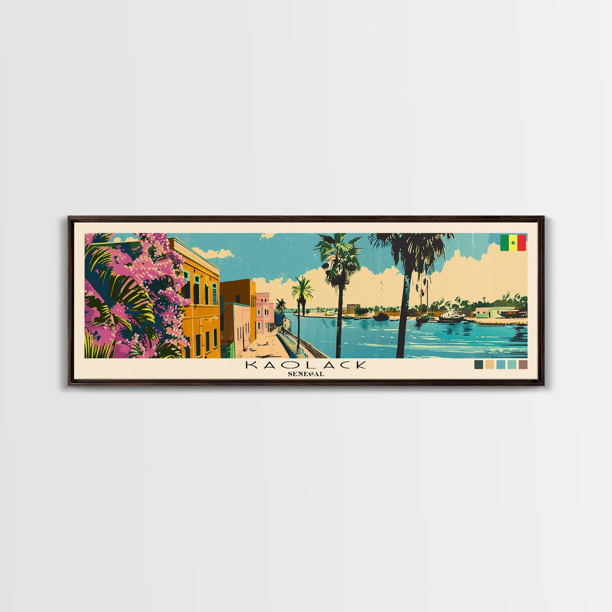 Kaolack, Senegal Panoramic Canvas Print, Kaolack, Senegal Painting, Senegal Art, Kaolack Travel Poster, Travel Art, Living Room Painting