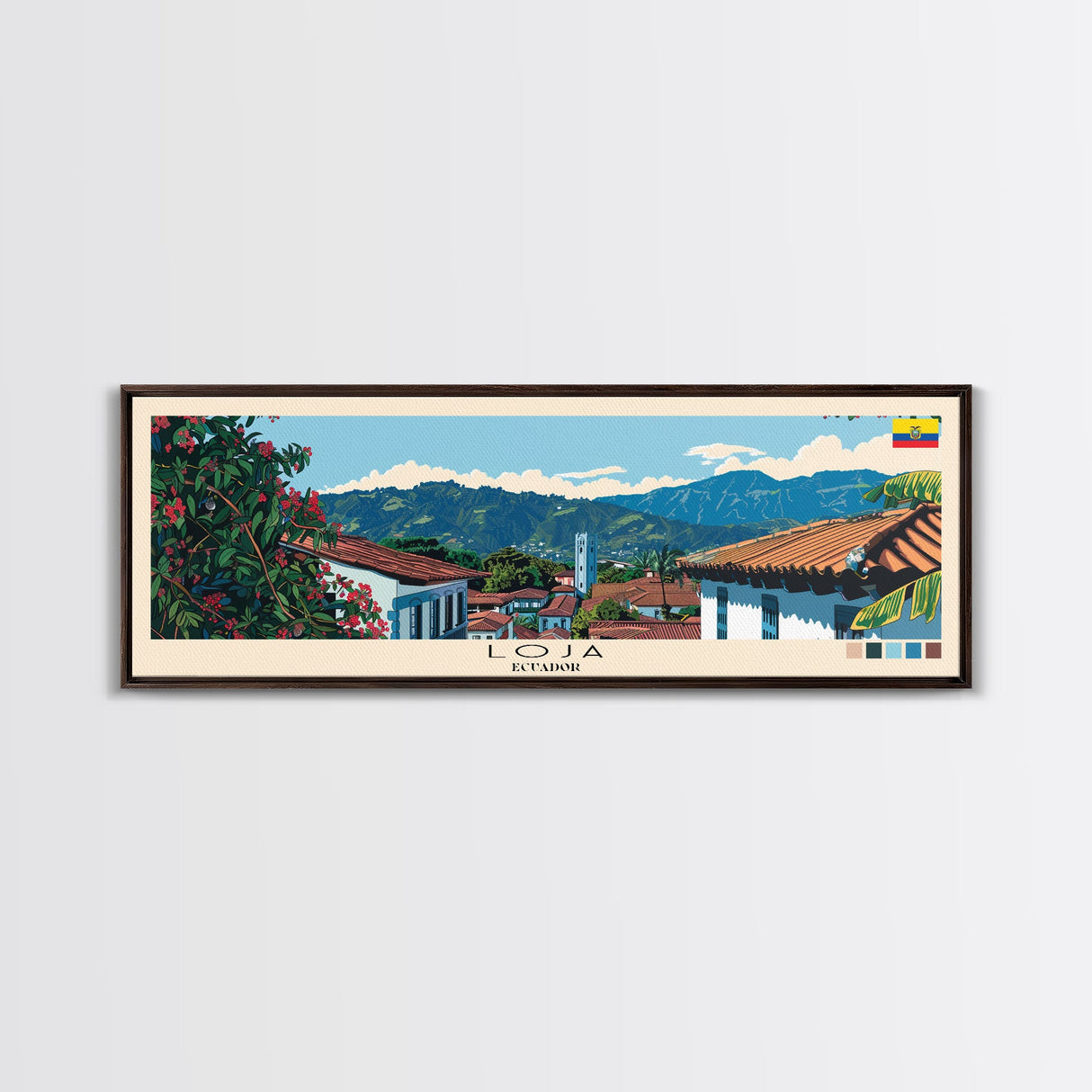 Loja, Ecuador Panoramic Canvas Print, Loja, Ecuador Painting, Ecuador Art, Loja Travel Poster, Travel Art, Housewarming Gift